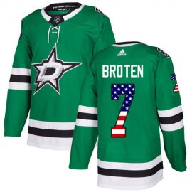 Adidas Dallas Stars #7 Neal Broten Green Home Authentic USA Flag Stitched NHL Jersey