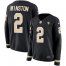 Nike New Orleans Saints #2 Jameis Winston Black Team Color Womens Stitched NFL Limited Therma Long Sleeve Jersey