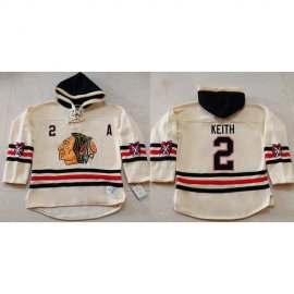 Chicago Blackhawks #2 Duncan Keith Cream Heavyweight Pullover Hoodie Stitched NHL Jersey