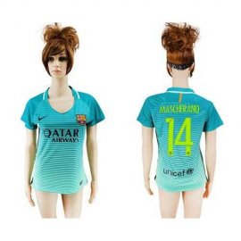Womens Barcelona #14 Mascherano Sec Away Soccer Club Jersey
