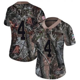 Nike Green Bay Packers #4 Brett Favre Camo Womens Stitched NFL Limited Rush Realtree Jersey