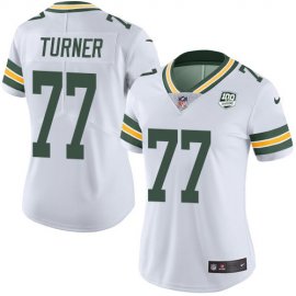 Nike Green Bay Packers #77 Billy Turner White Womens 100th Season Stitched NFL Vapor Untouchable Limited Jersey