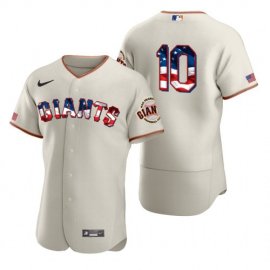 San Francisco Giants #10 Evan Longoria Mens Nike Cream Fluttering USA Flag Limited Edition Authentic MLB Jersey