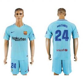 Barcelona #24 Mathieu Away Soccer Club Jersey