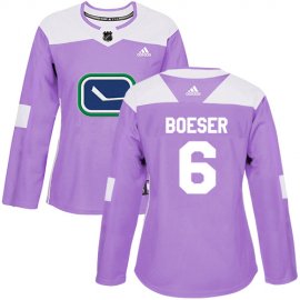 Adidas Vancouver Canucks #6 Brock Boeser Purple Authentic Fights Cancer Womens Stitched NHL Jersey
