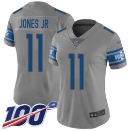 Nike Detroit Lions #11 Marvin Jones Jr Gray Womens Stitched NFL Limited Inverted Legend 100th Season Jersey