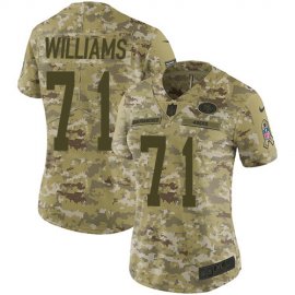 San Francisco 49ers #71 Trent Williams Camo Womens Stitched NFL Limited 2018 Salute To Service Jersey