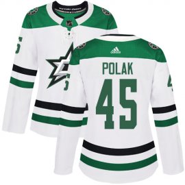 Adidas Dallas Stars #45 Roman Polak White Road Authentic Womens Stitched NHL Jersey