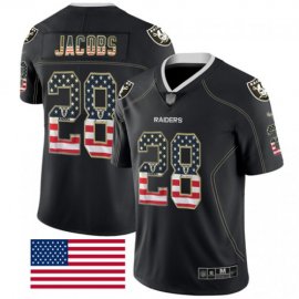 Nike Las Vegas Raiders #28 Josh Jacobs Black Mens Stitched NFL Limited Rush USA Flag Jersey
