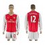 Arsenal #12 Giroud Red Home Long Sleeves Soccer Club Jersey