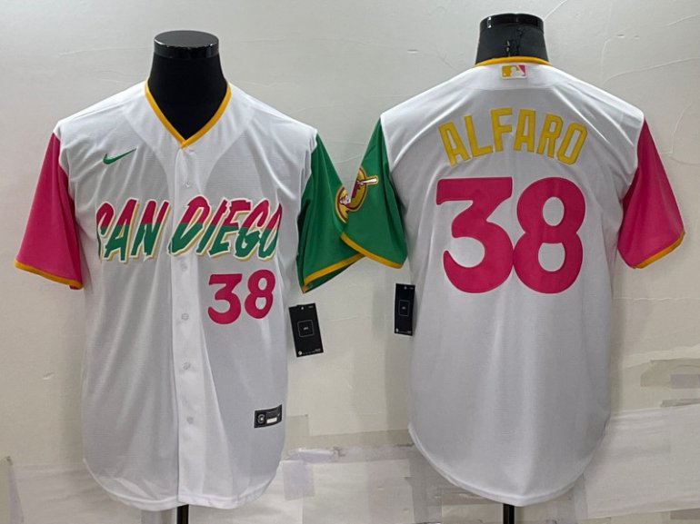 Padres 38 Jorge Alfaro White Nike 2022 City Connect Cool Base Jerseys Padres 38 Jorge Alfaro White Nike 2022 City Connect Cool Base Jerseys