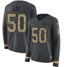 Nike Dallas Cowboys #50 Sean Lee Anthracite Salute to Service Womens Stitched NFL Limited Therma Long Sleeve Jersey