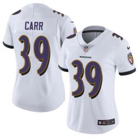 Nike Baltimore Ravens #39 Brandon Carr White Womens Stitched NFL Vapor Untouchable Limited Jersey