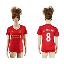 Womens Liverpool #8 Gerrard Red Home Soccer Club Jersey
