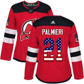 Adidas New Jersey Devils #21 Kyle Palmieri Red Home Authentic USA Flag Womens Stitched NHL Jersey