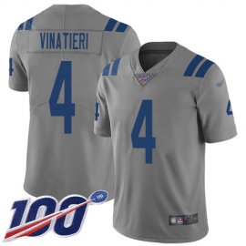 Nike Indianapolis Colts #4 Adam Vinatieri Gray Mens Stitched NFL Limited Inverted Legend 100th Season Jersey