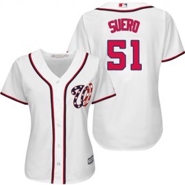 Washington Nationals #51 Wander Suero White Home Womens Stitched MLB Jersey