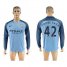 Manchester City #42 Toure Yaya Home Long Sleeves Soccer Club Jersey
