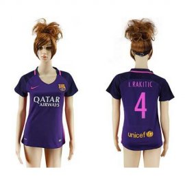 Womens Barcelona #4 I.Rakitic Away Soccer Club Jersey