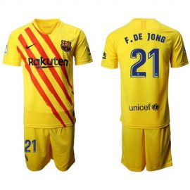 Barcelona #21 F.De Jong Yellow Soccer Club Jersey