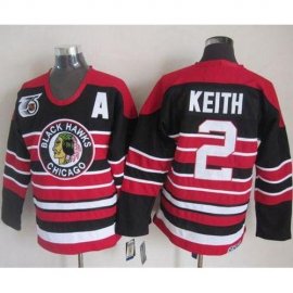 Chicago Blackhawks #2 Duncan Keith Red/Black 75TH CCM Stitched NHL Jersey