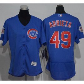 Chicago Cubs #49 Jake Arrieta Blue Flexbase Authentic Womens Stitched MLB Jersey