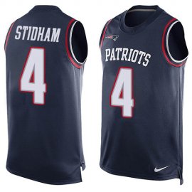 Nike New England Patriots #4 Jarrett Stidham Navy Blue Team Color Mens Stitched NFL Limited Tank Top Jersey