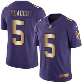 Nike Baltimore Ravens #5 Joe Flacco Purple Mens Stitched NFL Limited Gold Rush Jersey