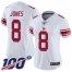 Nike New York Giants #8 Daniel Jones White Womens Stitched NFL 100th Season Vapor Limited Jersey