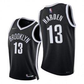 Nike Brooklyn Nets #13 James Harden Mens 2021-22 75th Diamond Anniversary NBA Jersey Black Mens