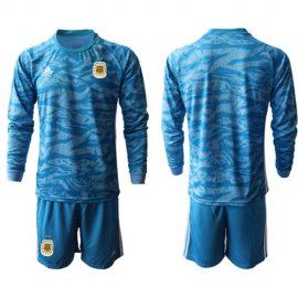 Argentina Blank Blue Long Sleeves Goalkeeper Soccer Country Jersey