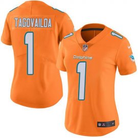 Nike Miami Dolphins #1 Tua Tagovailoa Orange Womens Stitched NFL Limited Rush Jersey