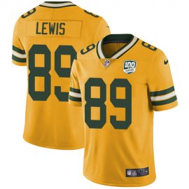 Nike Green Bay Packers #89 Marcedes Lewis Yellow Mens 100th Season Stitched NFL Limited Rush Jersey