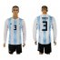 Argentina #3 Fazio Home Long Sleeves Soccer Country Jersey