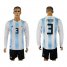 Argentina #3 Fazio Home Long Sleeves Soccer Country Jersey