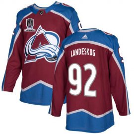Adidas Colorado Avalanche #92 Gabriel Landeskog Burgundy Youth 2022 Stanley Cup Champions Burgundy Home Authentic Stitched NHL Jersey Youth