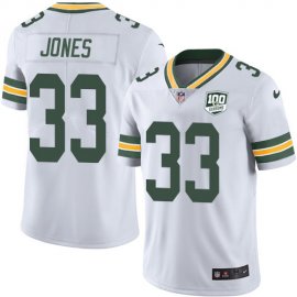 Nike Green Bay Packers #33 Aaron Jones White Mens 100th Season Stitched NFL Vapor Untouchable Limited Jersey