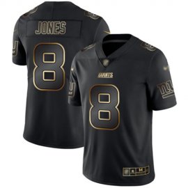 Nike New York Giants #8 Daniel Jones Black/Gold Mens Stitched NFL Vapor Untouchable Limited Jersey