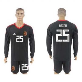Spain #25 Reina Black Long Sleeves Goalkeeper Soccer Country Jersey