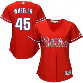 Philadelphia Phillies #45 Zack Wheeler Red Alternate Womens Stitched MLB Jersey