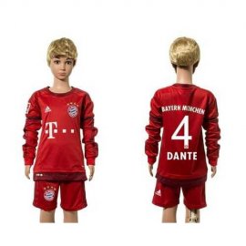 Bayern Munchen #4 Danet Home Long Sleeves Kid Soccer Club Jersey