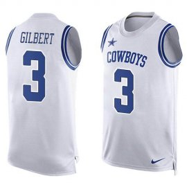 Nike Dallas Cowboys #3 Garrett Gilbert White Team Color Mens Stitched NFL Limited Tank Top Jersey