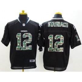 Nike Dallas Cowboys #12 Roger Staubach Black Mens Stitched NFL Elite Camo Fashion Jersey