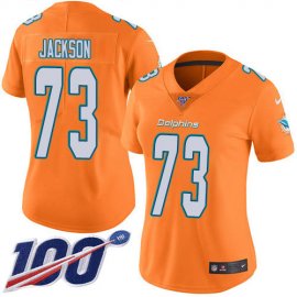 Nike Miami Dolphins #73 Austin Jackson Orangen Womens Stitched NFL Limited Rush 100th Season Jersey