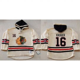 Chicago Blackhawks #16 Marcus Kruger Cream Heavyweight Pullover Hoodie Stitched NHL Jersey
