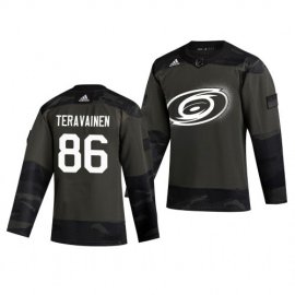 Carolina Hurricanes #86 Teuvo Teravainen Adidas 2019 Veterans Day Mens Authentic Practice NHL Jersey Camo