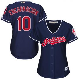 Cleveland Indians #10 Edwin Encarnacion Navy Blue Alternate Womens Stitched MLB Jersey