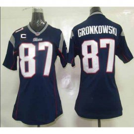 Nike New England Patriots #87 Rob Gronkowski Navy Blue Team Color With C Patch Womens Stitched NFL Elite Jersey