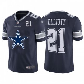 Dallas Cowboys #21 Ezekiel Elliott Navy Blue Mens Nike Big Team Logo Player Vapor Limited NFL Jersey