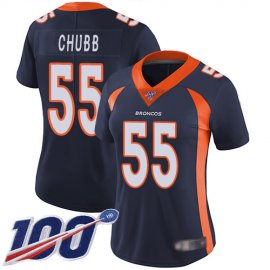 Nike Denver Broncos #55 Bradley Chubb Navy Blue Alternate Womens Stitched NFL 100th Season Vapor Limited Jersey
